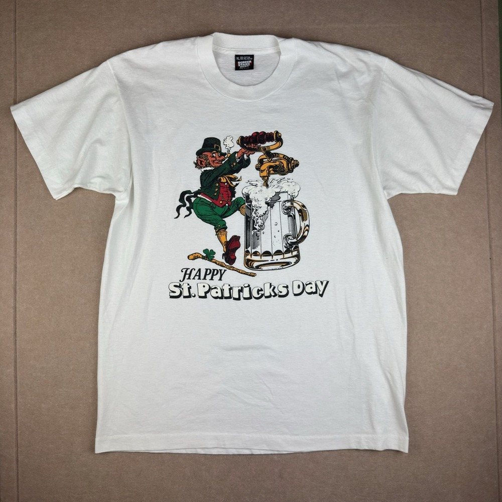 VTG Screen Stars Best Single Stitch T-Shirt XL St Patrick's Day Leprechaun‎ USA